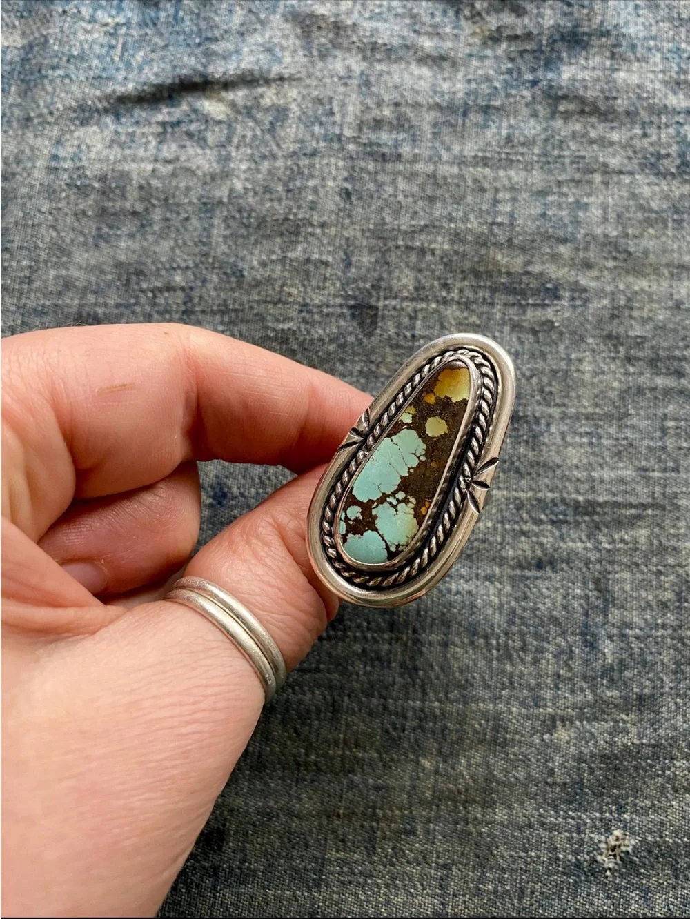 Hubei Turquoise Sterling Ring by “Mama Stone Vintage” Southwestern, Native